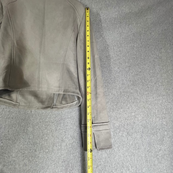 White House Black Market Ultra Suede Cropped Faux Moto Jacket Mercury Gray  M - Picture 11 of 13